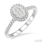 1/2 ctw Oval Shape Diamond Lovebright Ring in 14K White Gold